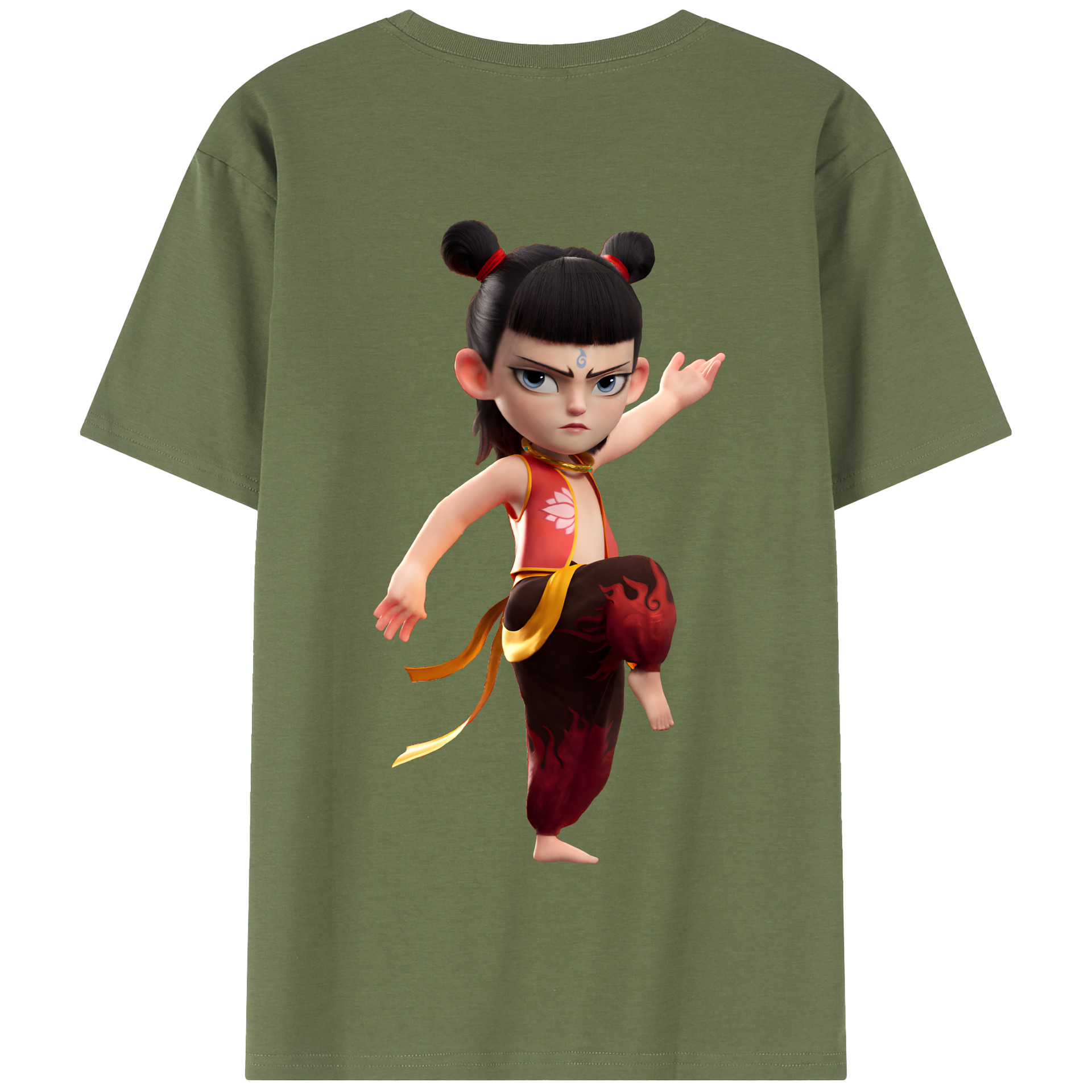 （画像用） Ne Zha 2 ナタ 魔童の大暴れ 綿100％半袖Tシャツ（背面プリント）